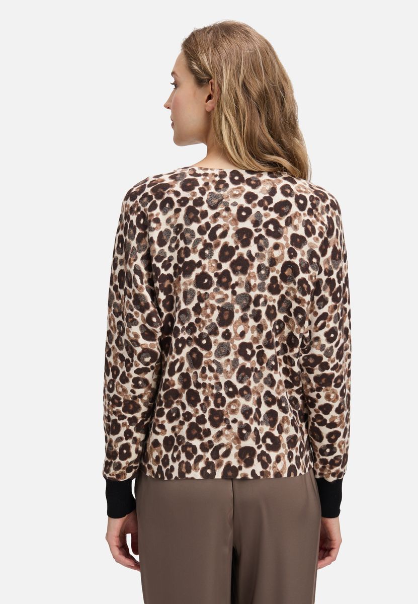 Jacquard-Strickpullover mit Leopardenmuster