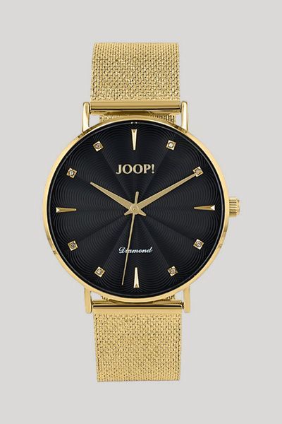 Goldene Mesh-Uhr mit Diamantenbesatz