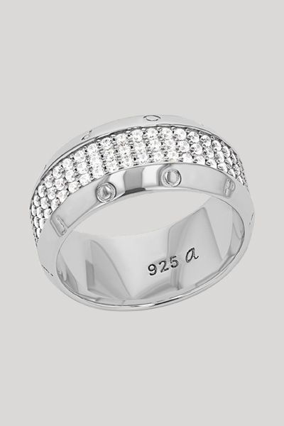 Pavé-Bandring aus Sterlingsilber