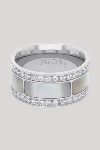 Breiter polierter Bandring mit Zirkonia