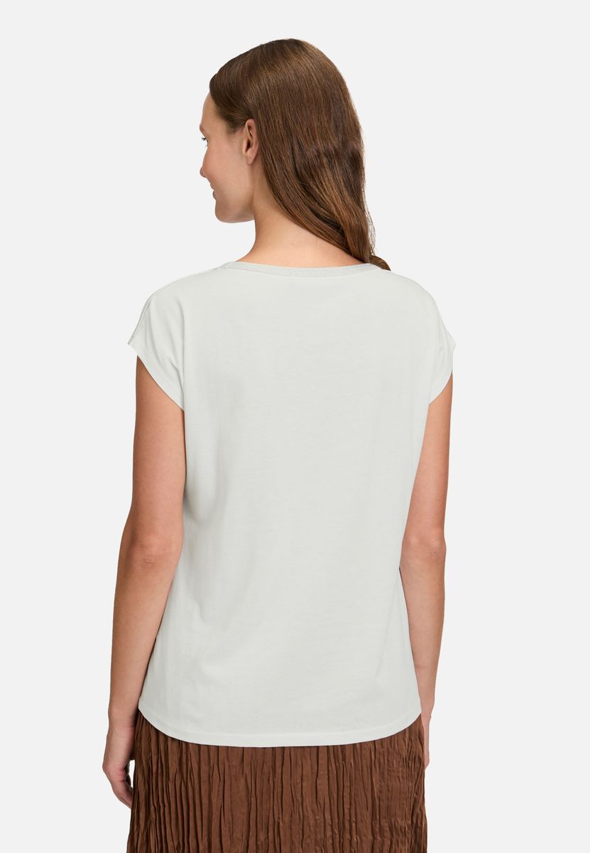Blusenshirt mit U-Boot-Ausschnitt und Glitzerverzierung