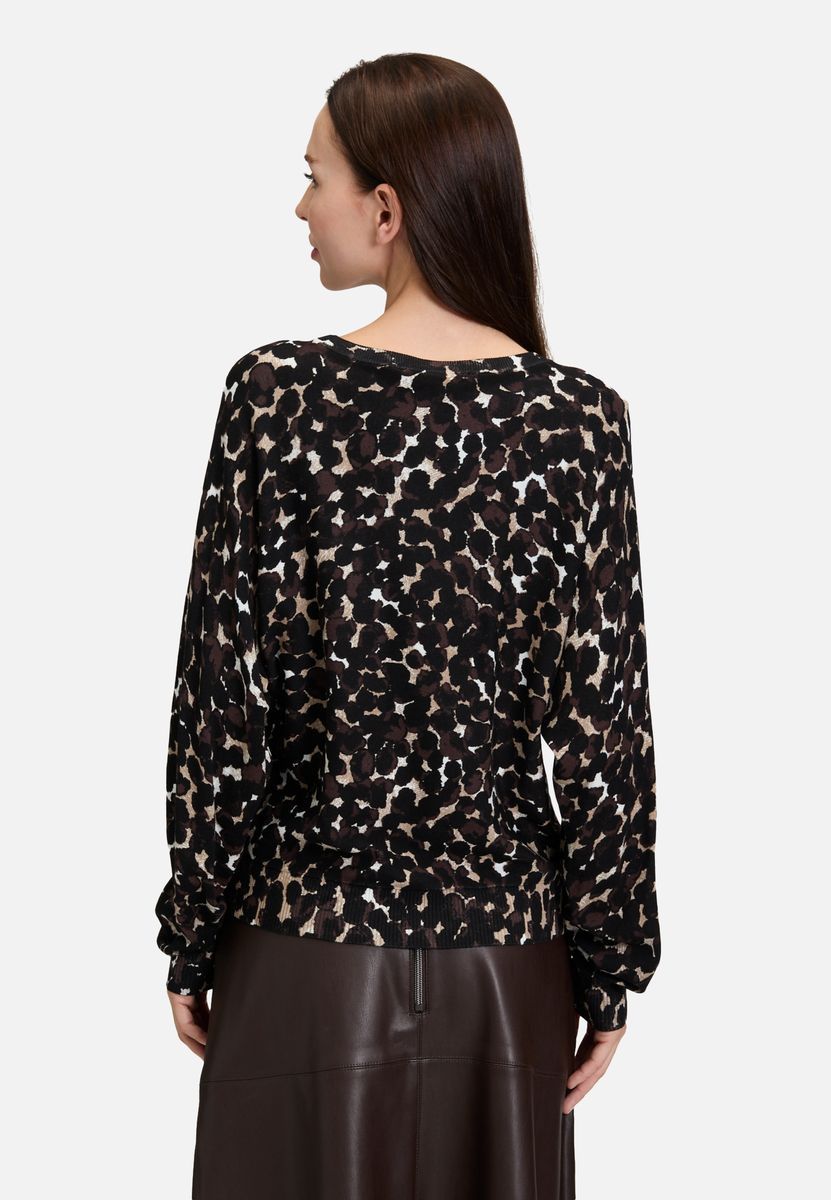 Feinstrickpullover mit abstraktem Leoprint