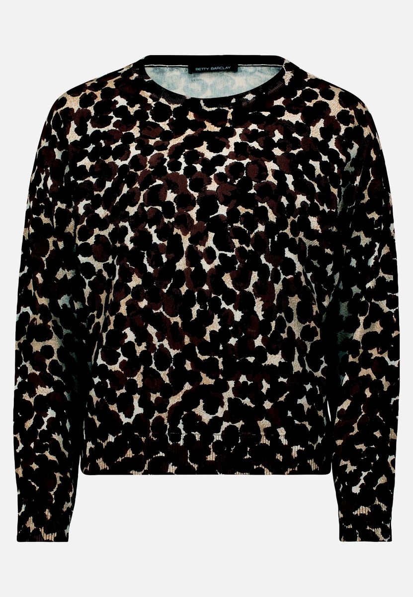 Feinstrickpullover mit abstraktem Leoprint