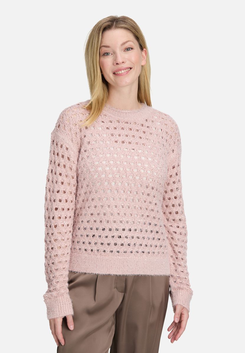 Ajour-Strickpullover mit Glanzeffekt