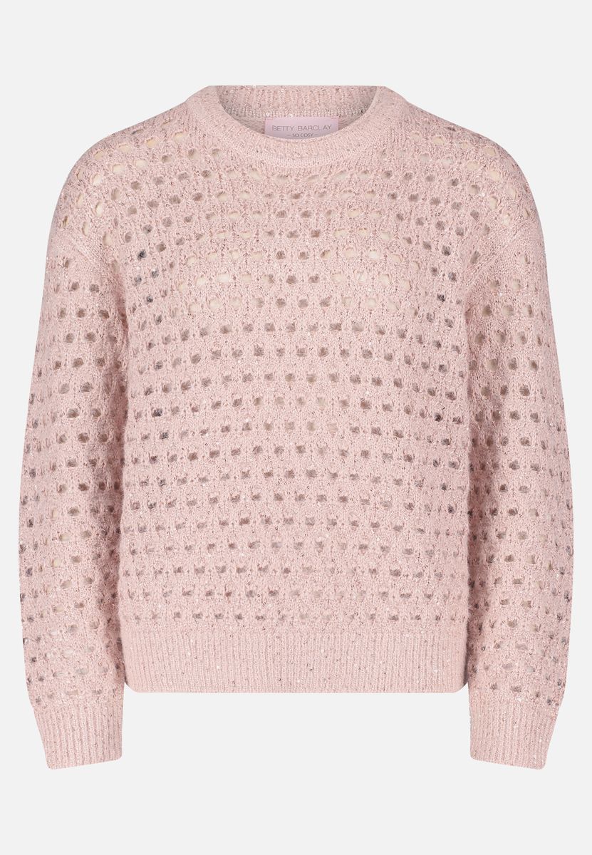 Ajour-Strickpullover mit Glanzeffekt