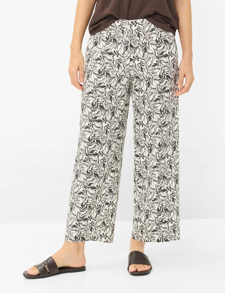 Culotte aus Leinen mit Blattmuster