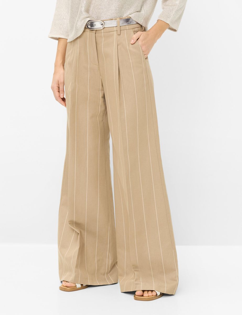 Gestreifte Palazzohose mit weitem Bein