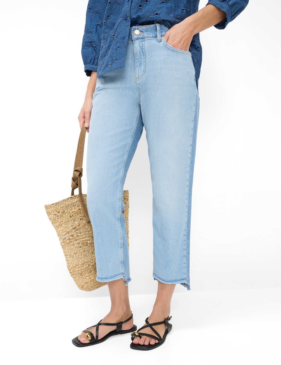 Zweifarbige Straight-Leg Jeans