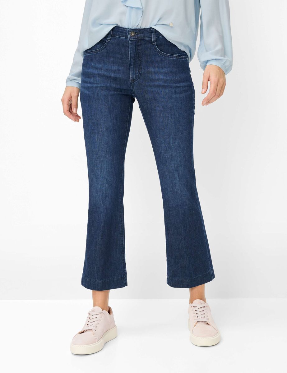 Verkürzte Bootcut-Jeans mit hohem Bund