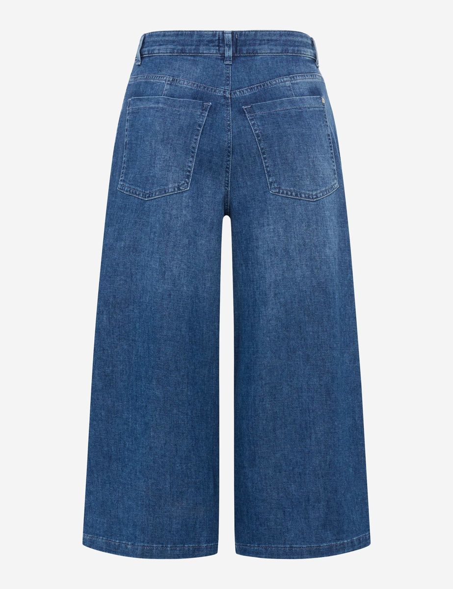 Verkürzter Denim-Hosenrock mit weitem Bein