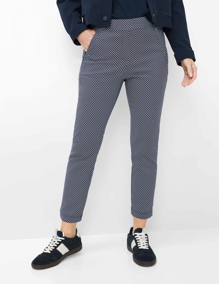 Schmal geschnittene Hose mit Minimalmuster