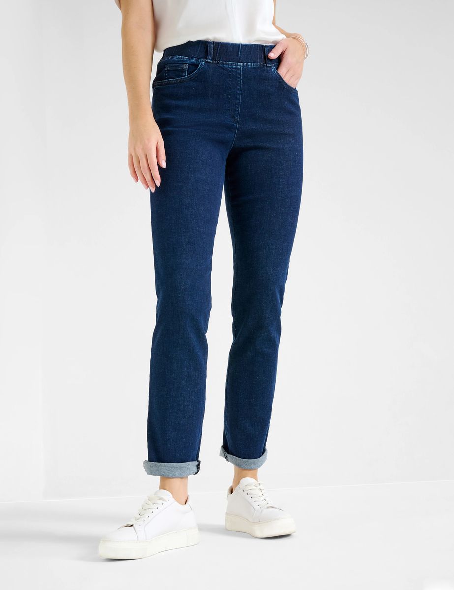 Slim-Fit Schlupfjeans mit hohem Bund