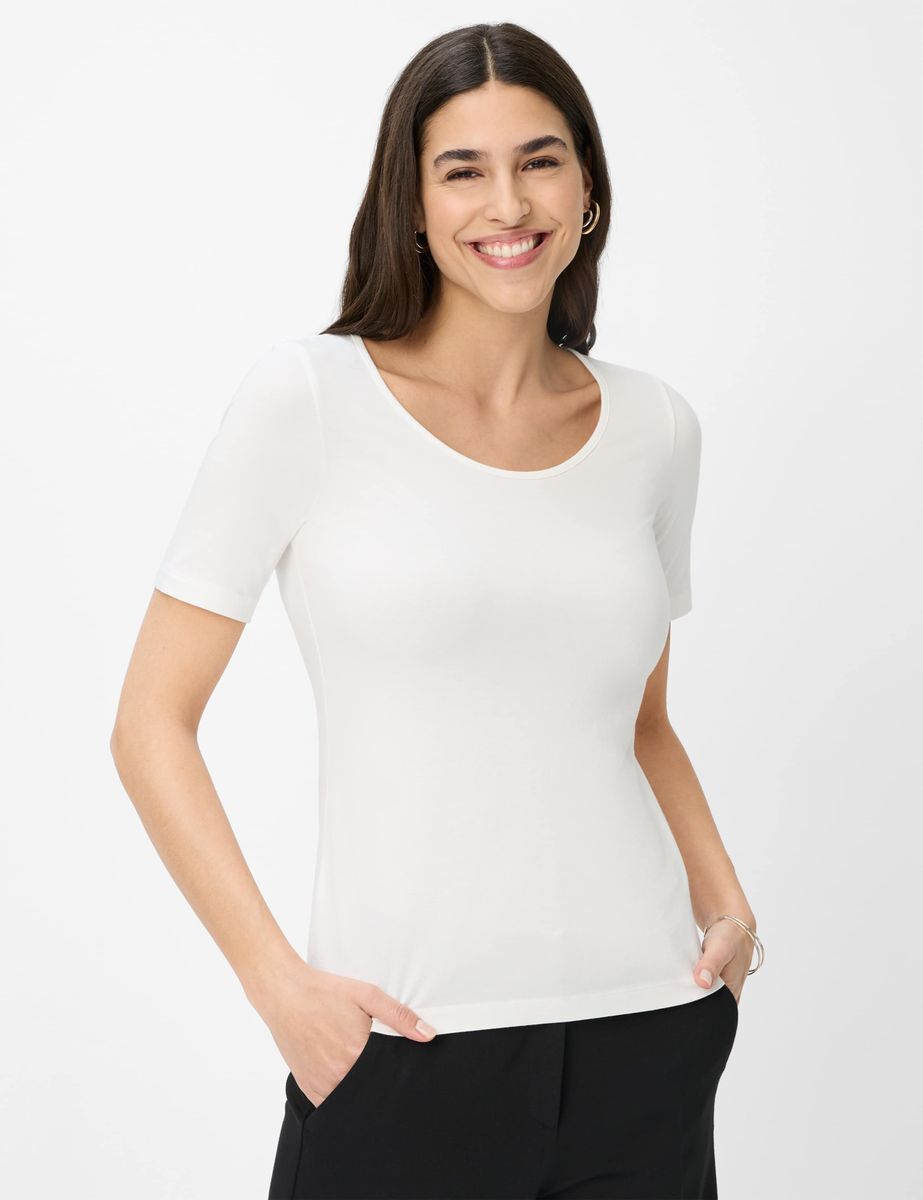 Klassisches Modal-T-Shirt mit Rundhalsausschnitt