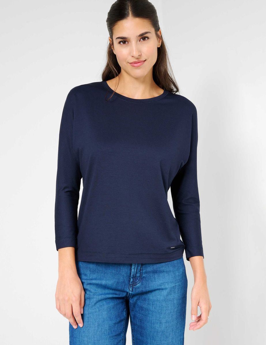 Minimalistisches Jersey-Top mit U-Boot-Ausschnitt