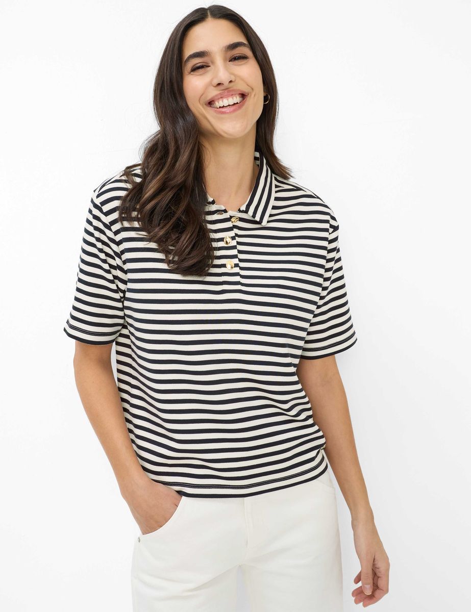 Gestreiftes Polo-Shirt aus Viskosemix