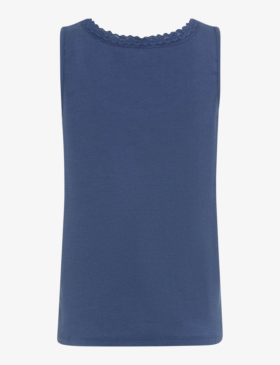 Ripp-Tanktop mit Spitzenborte