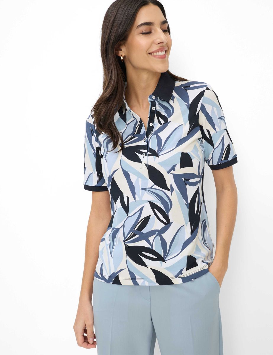 Polo-Shirt mit abstraktem Blättermuster