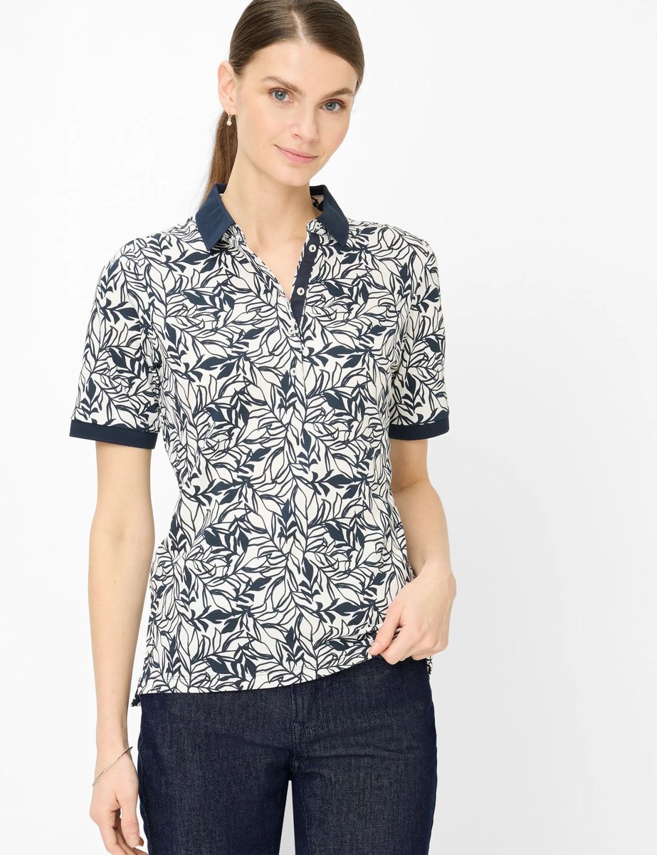 Polo-Shirt mit abstraktem Blättermuster