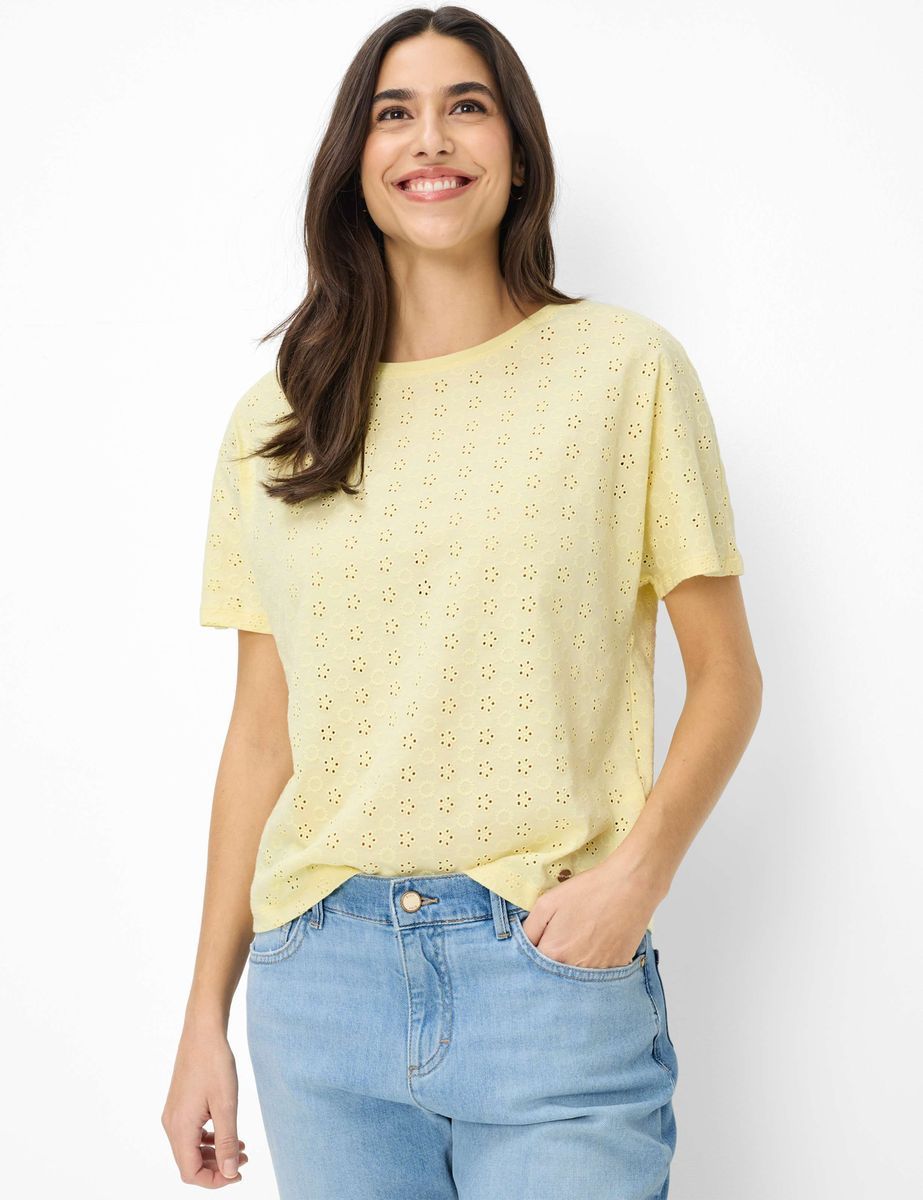 T-Shirt mit Allover-Lochstickerei