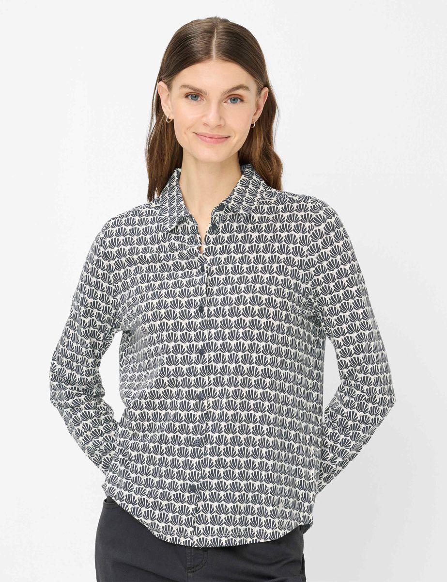 Hemdbluse mit Allover-Muschelprint