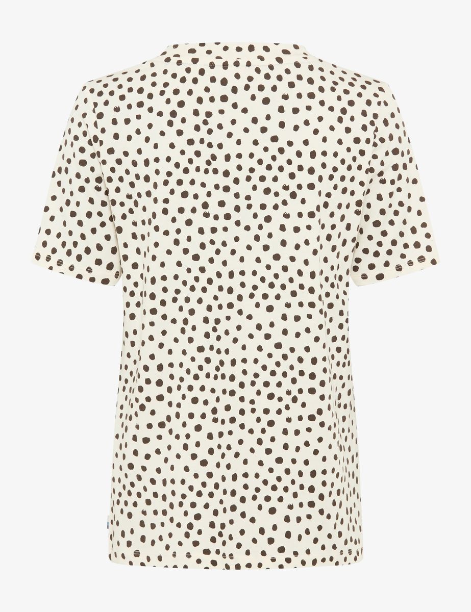 Jersey-Shirt mit V-Ausschnitt und Blattmuster