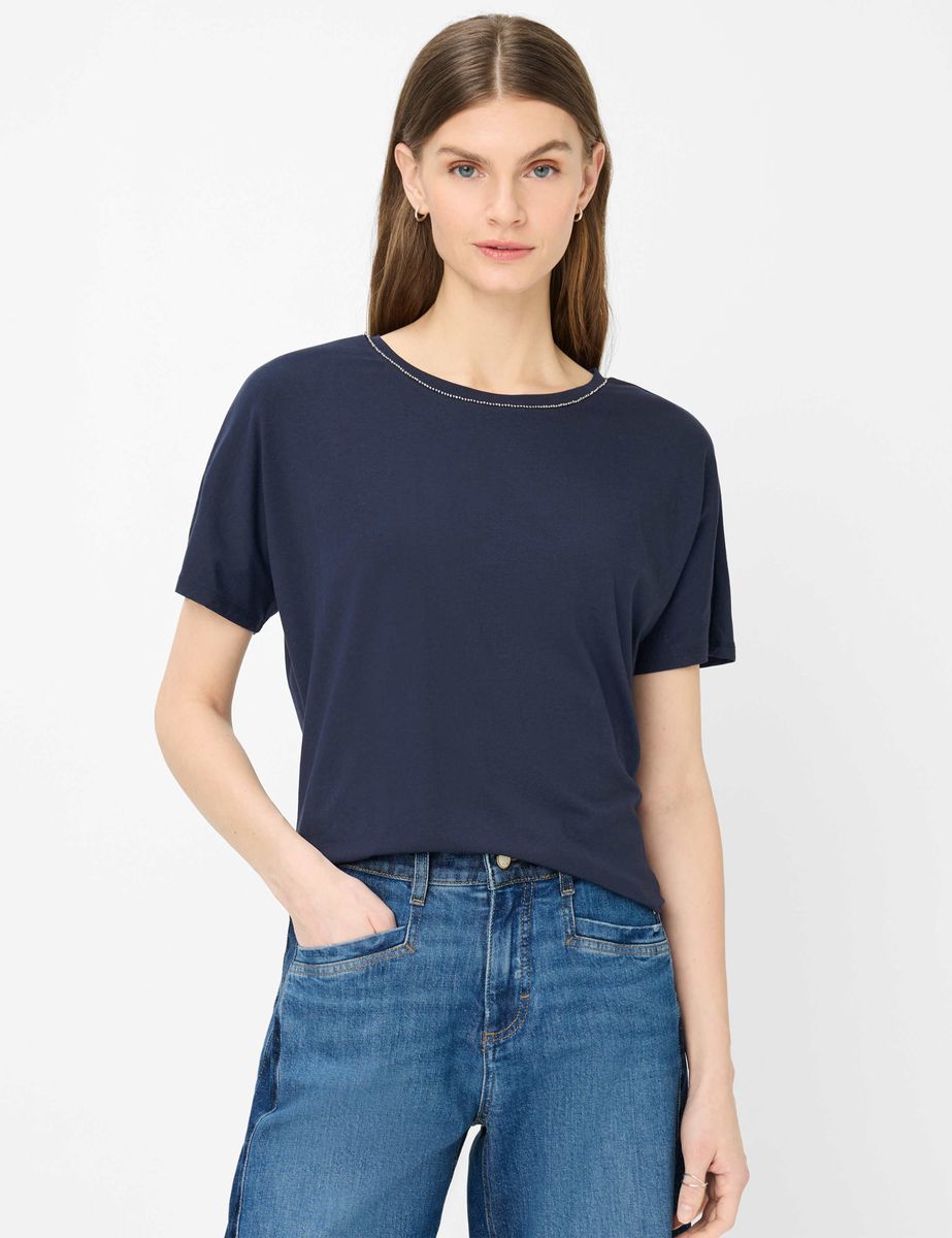 Lockeres Modal-Mix Shirt mit Zierkante