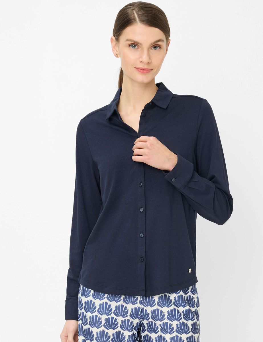 Jersey-Hemdbluse zum Knöpfen