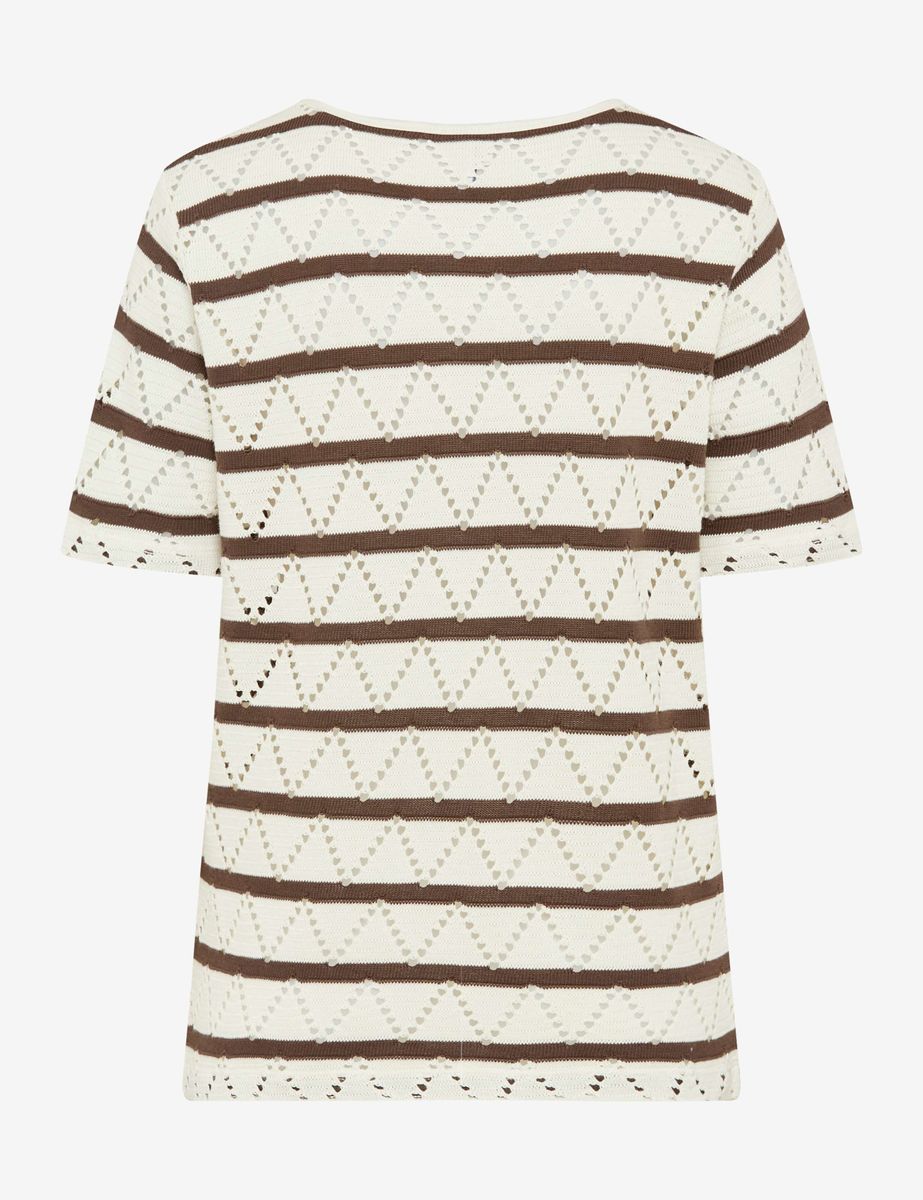 Gestreiftes Crochet-Jersey T-Shirt