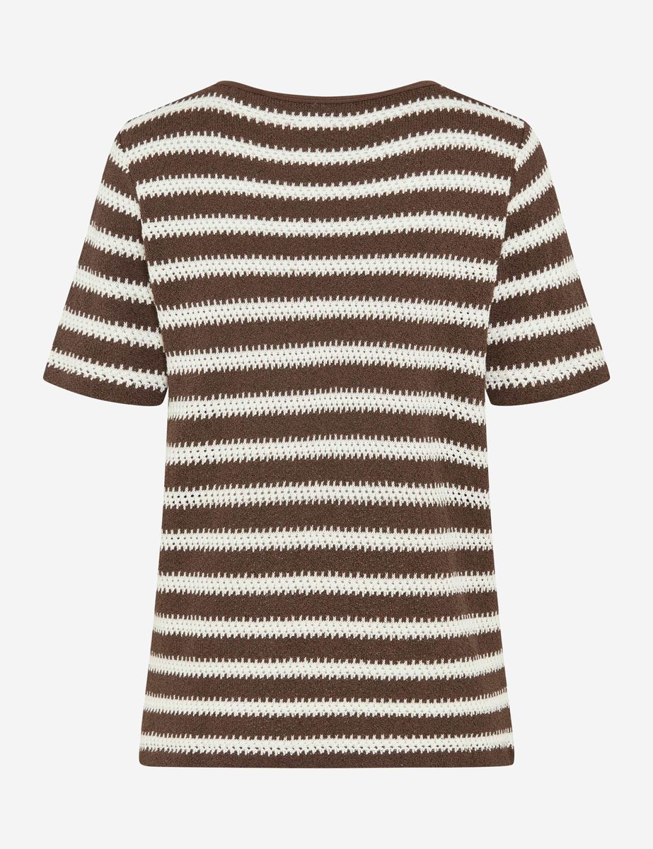 Gestreiftes Häkelstrick T-Shirt