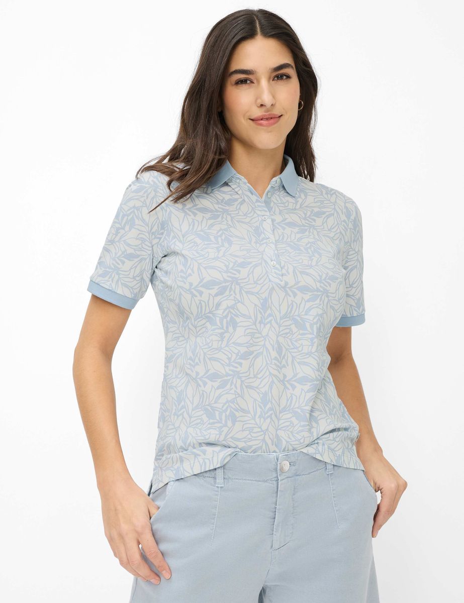 Poloshirt mit Allover-Blattmuster
