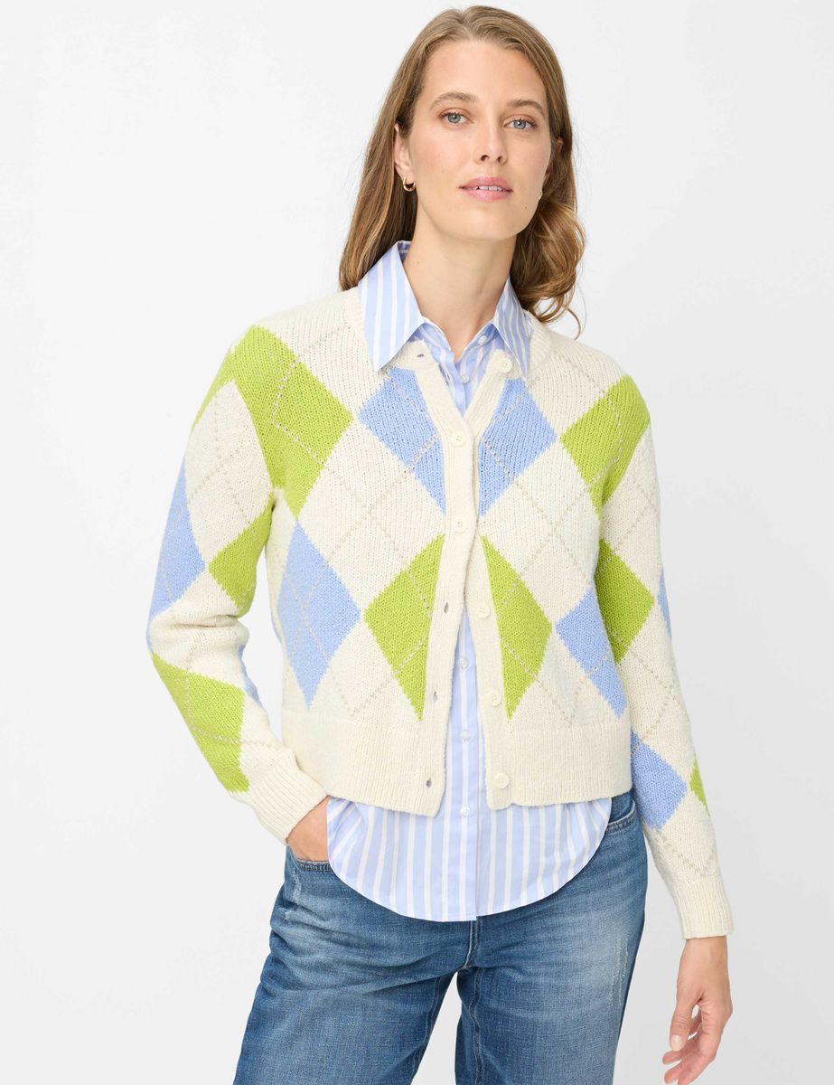 Klassische Argyle-Strickjacke