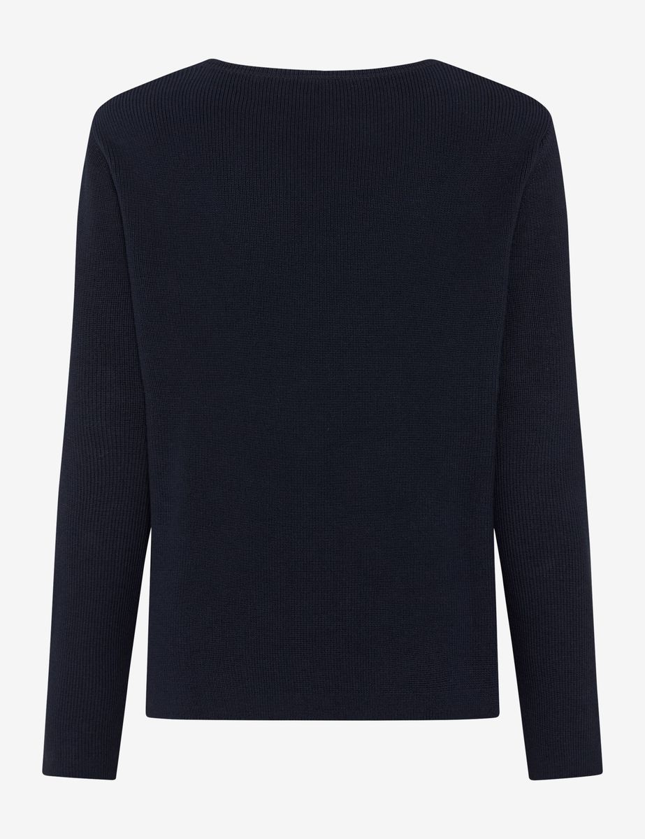 Rippstrickpullover mit U-Boot-Ausschnitt