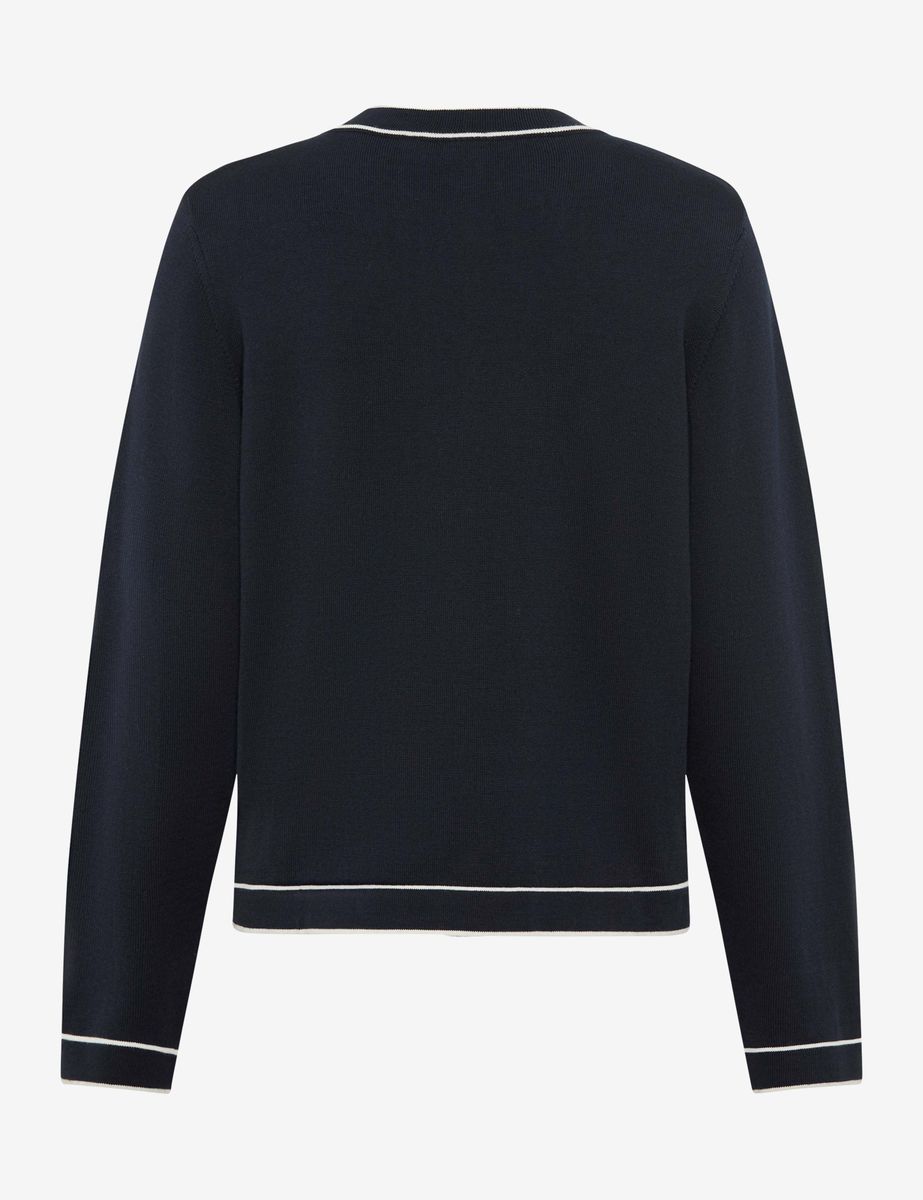 Feinstrickjacke mit Kontrast-Paspelierung