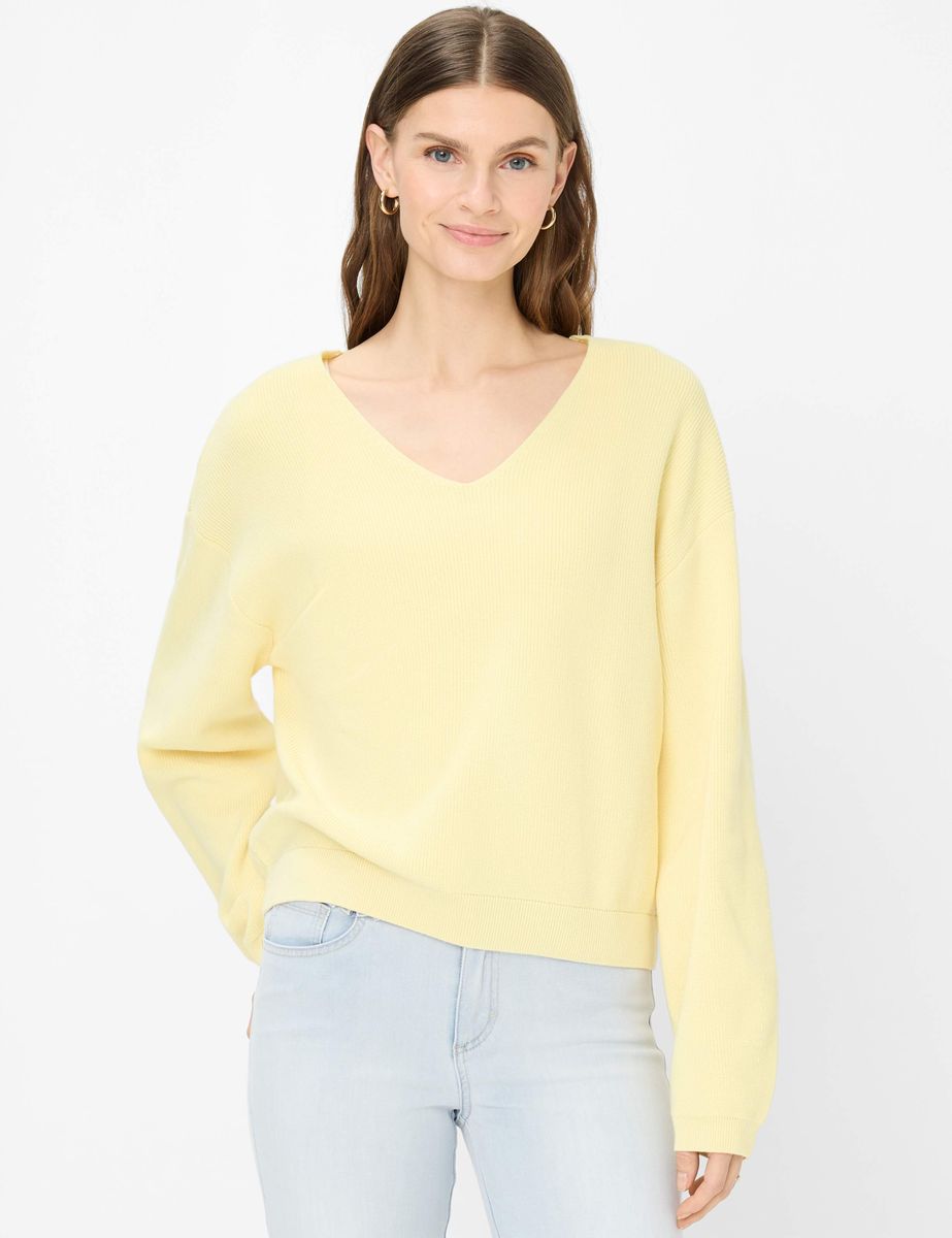 Weicher V-Ausschnitt Baumwollpullover