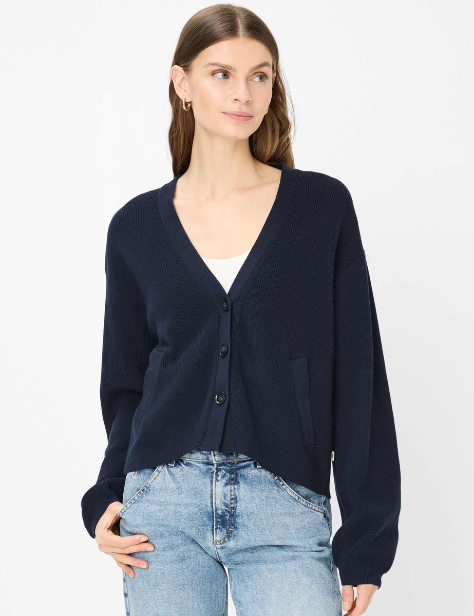 Klassische V-Ausschnitt Strickjacke aus Baumwolle
