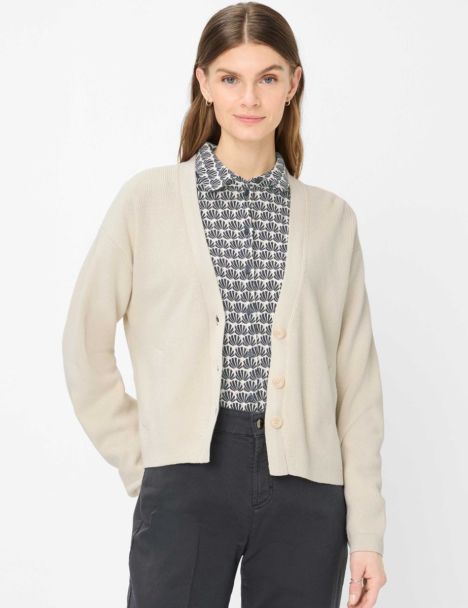 Klassische V-Ausschnitt Baumwollstrickjacke