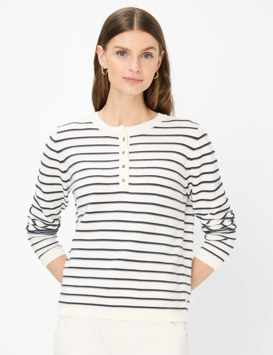 Gestreifter Henley-Strickpullover