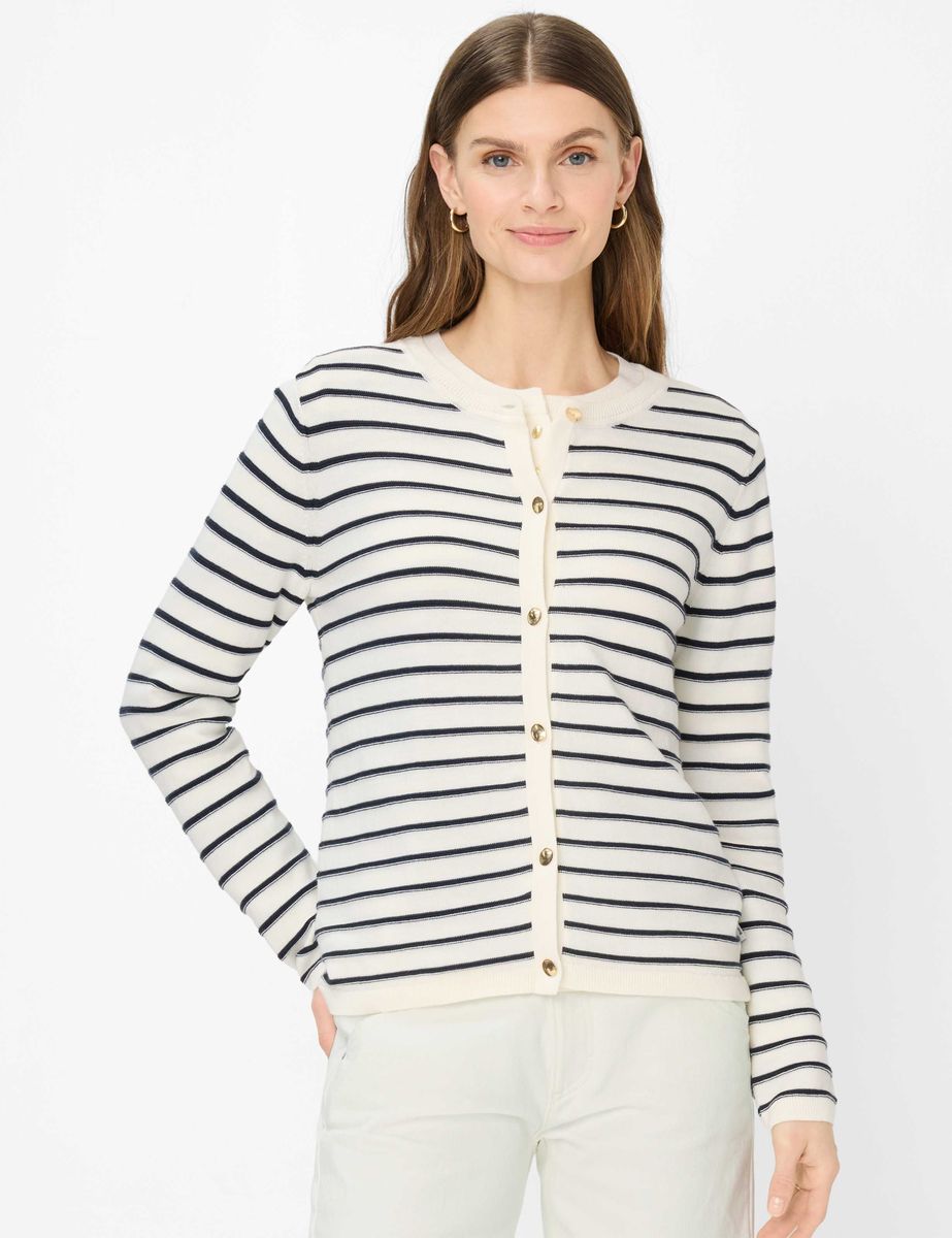 Gestreifte Baumwoll-Strickjacke im Marine-Stil