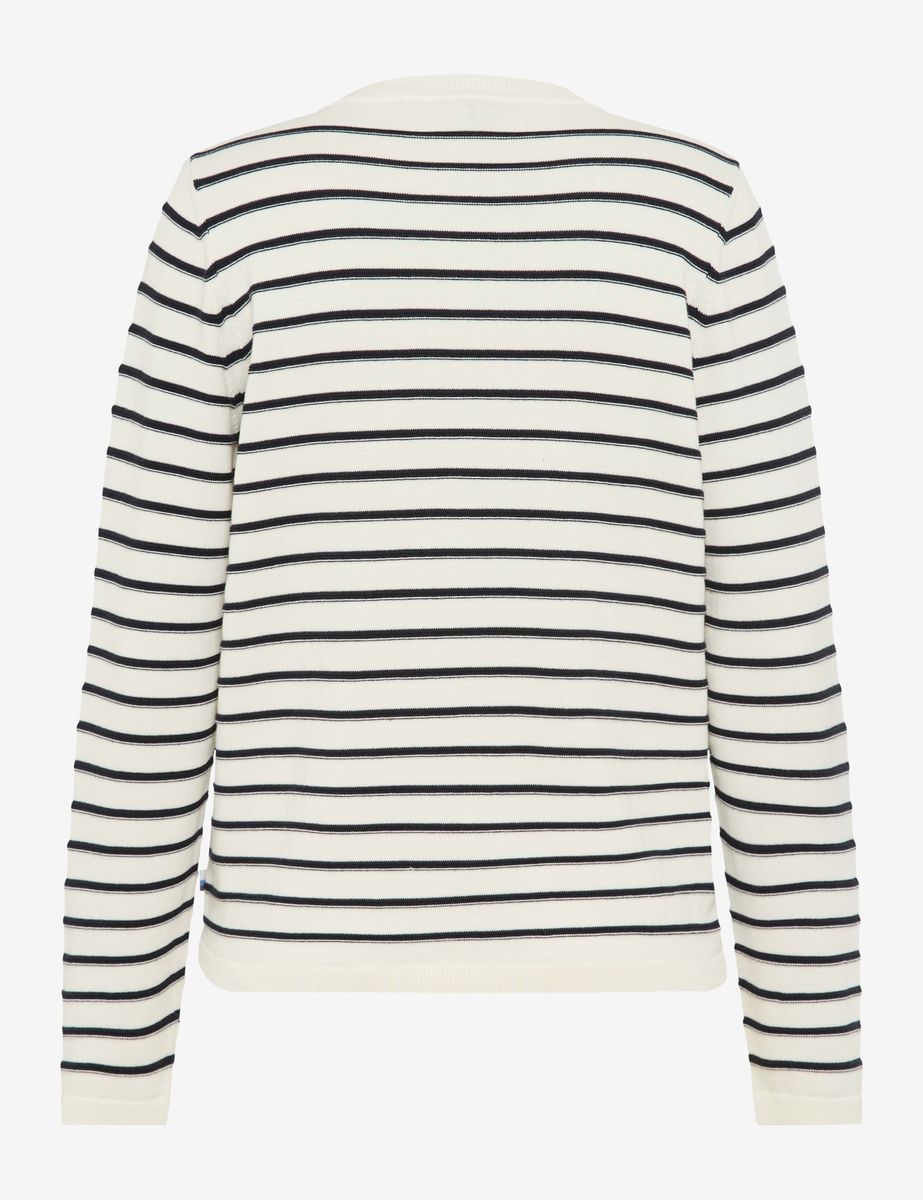 Gestreifte Baumwoll-Strickjacke im Marine-Stil