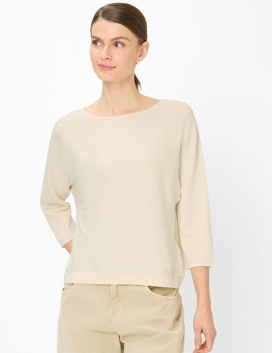 Minimalistischer Strickpullover mit U-Boot-Ausschnitt