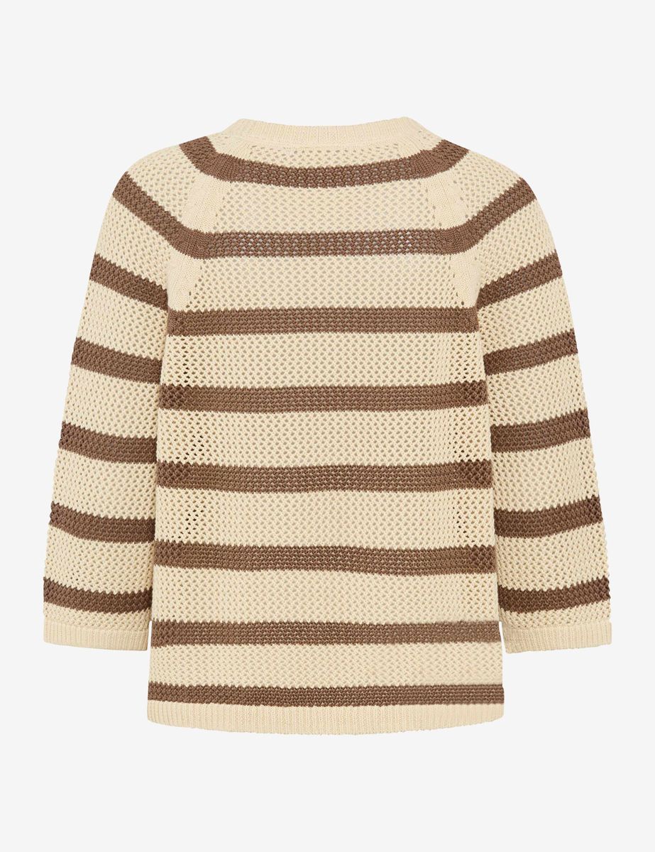 Leichter gestreifter Ajour-Strickpullover