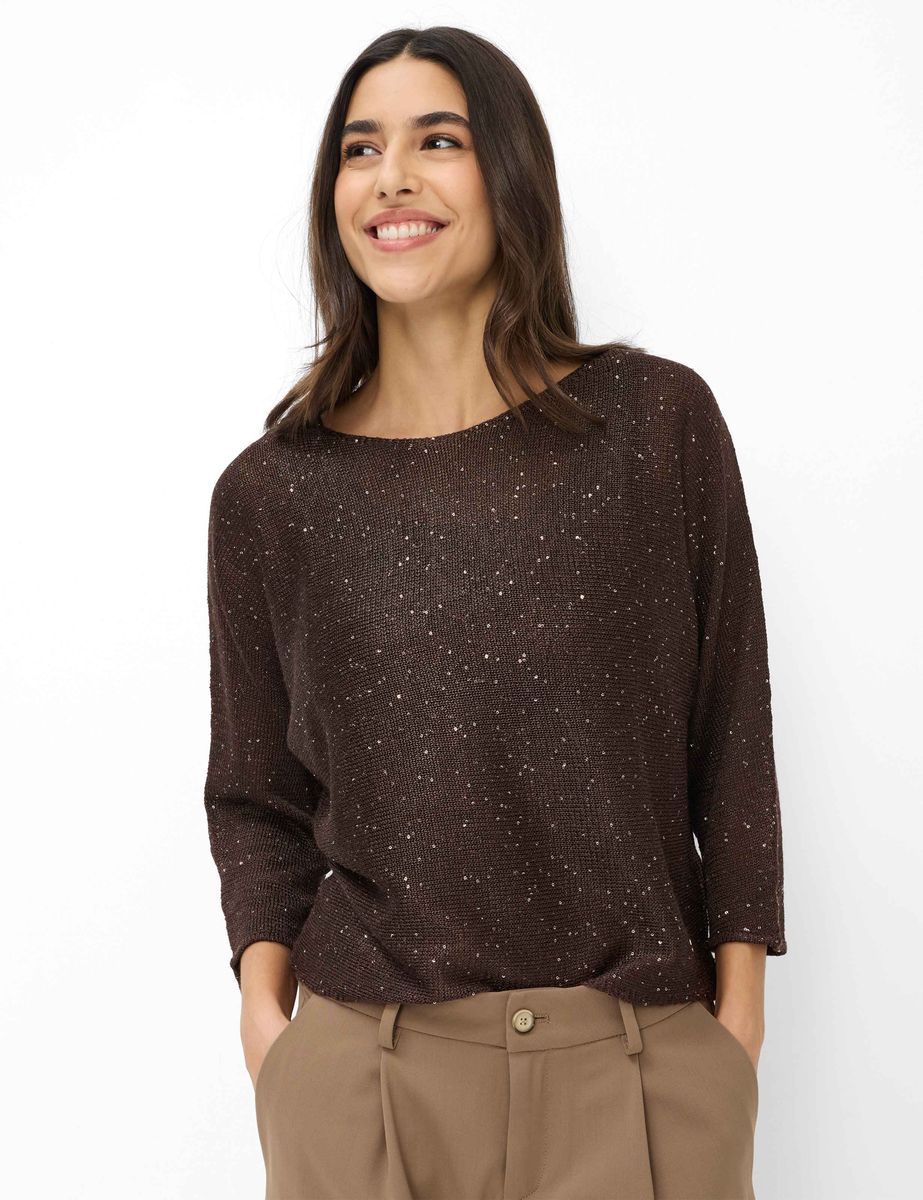 Schimmernder Feinstrick-Pullover im Relaxed Fit