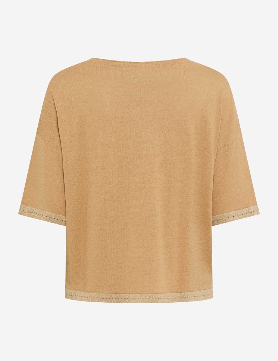 Strickshirt aus Leinenmix mit Glitzerkante