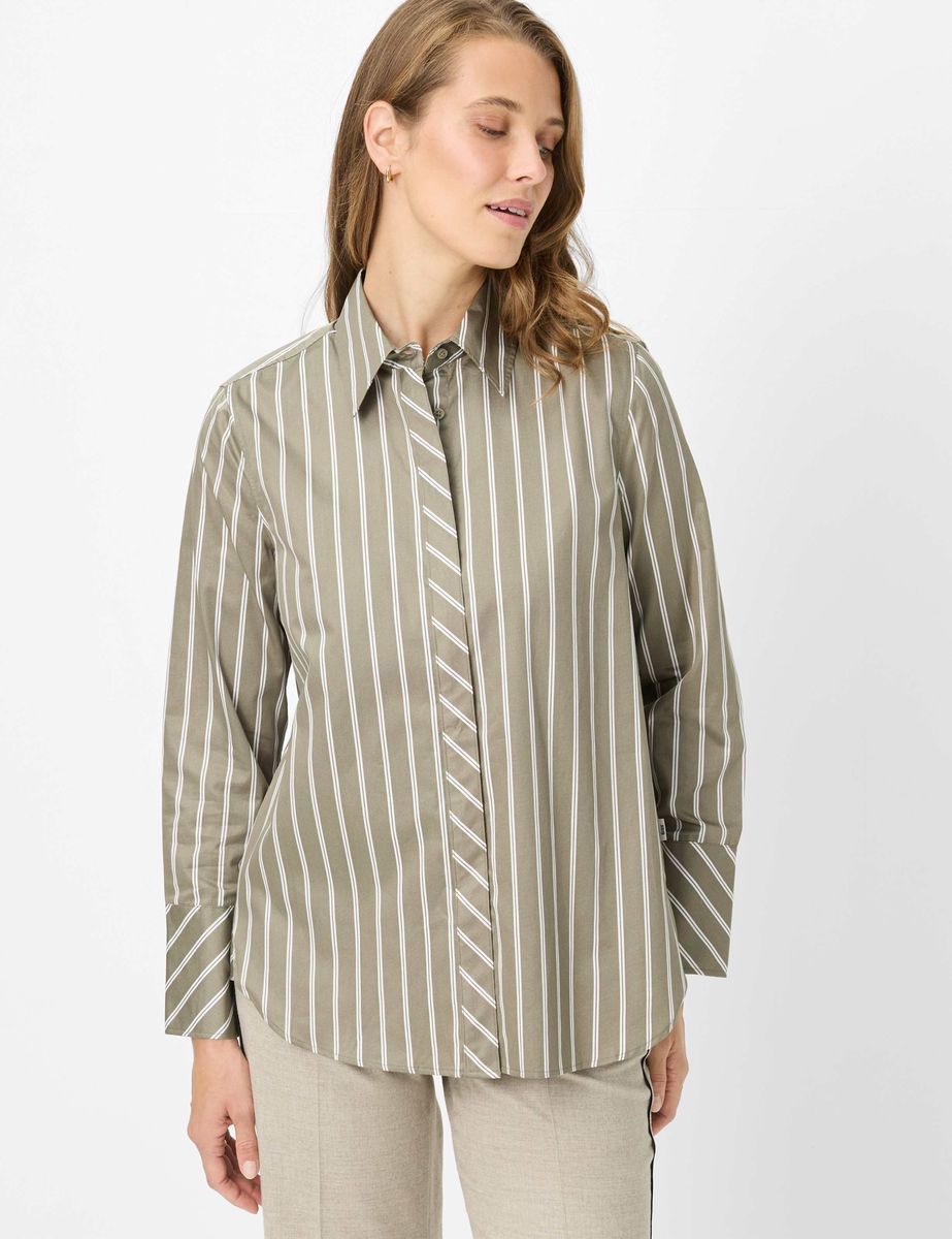 Gestreifte Satin-Baumwollbluse