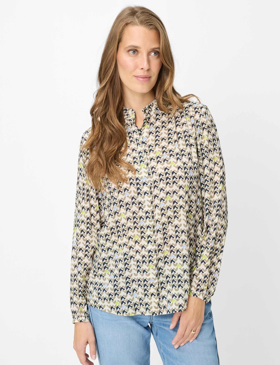 Viskosebluse mit abstraktem geometrischem Muster