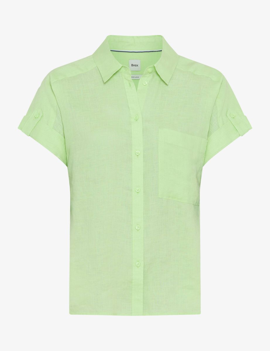 Kurzärmelige Bluse aus reinem Leinen