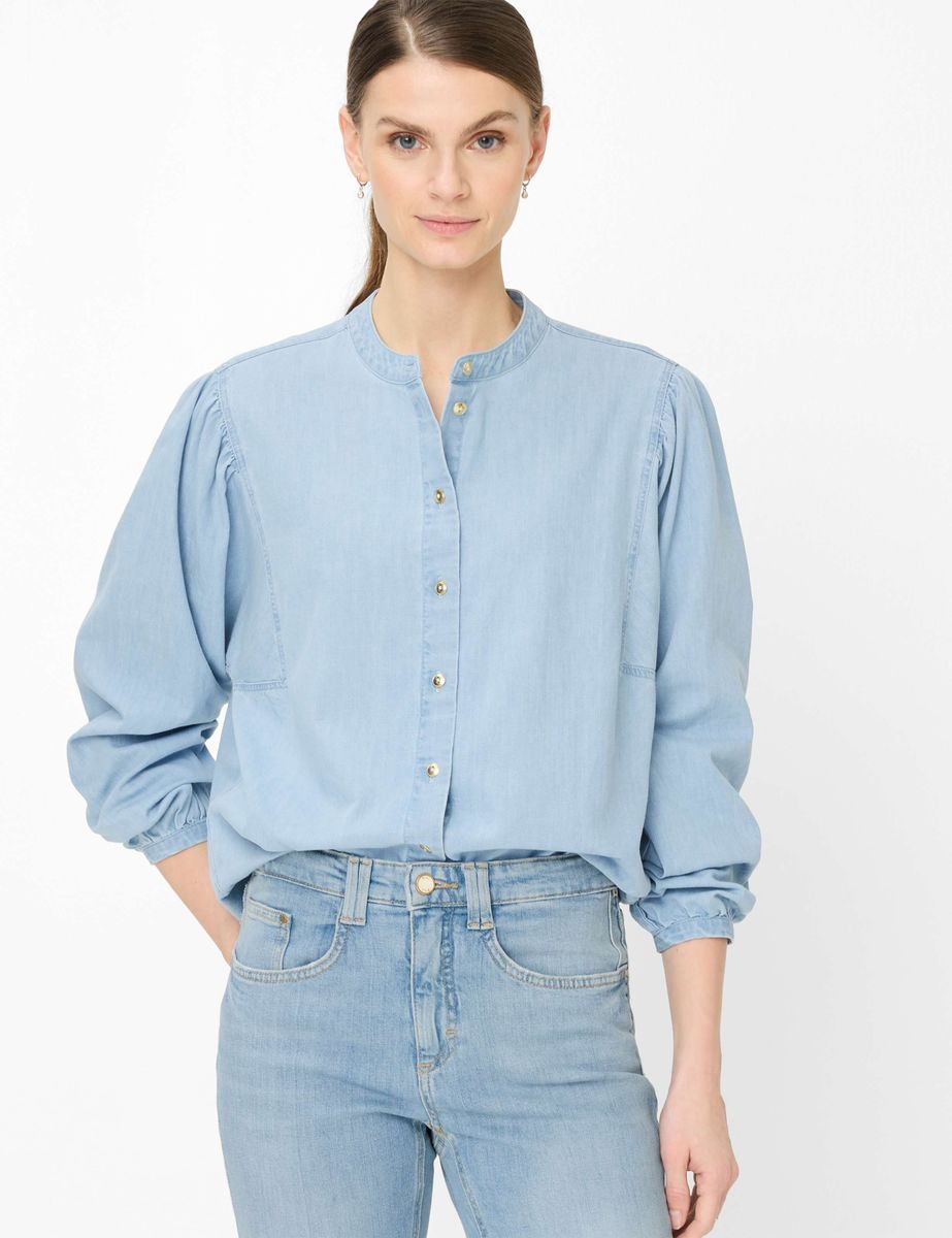 Denimbluse mit Ballonärmeln