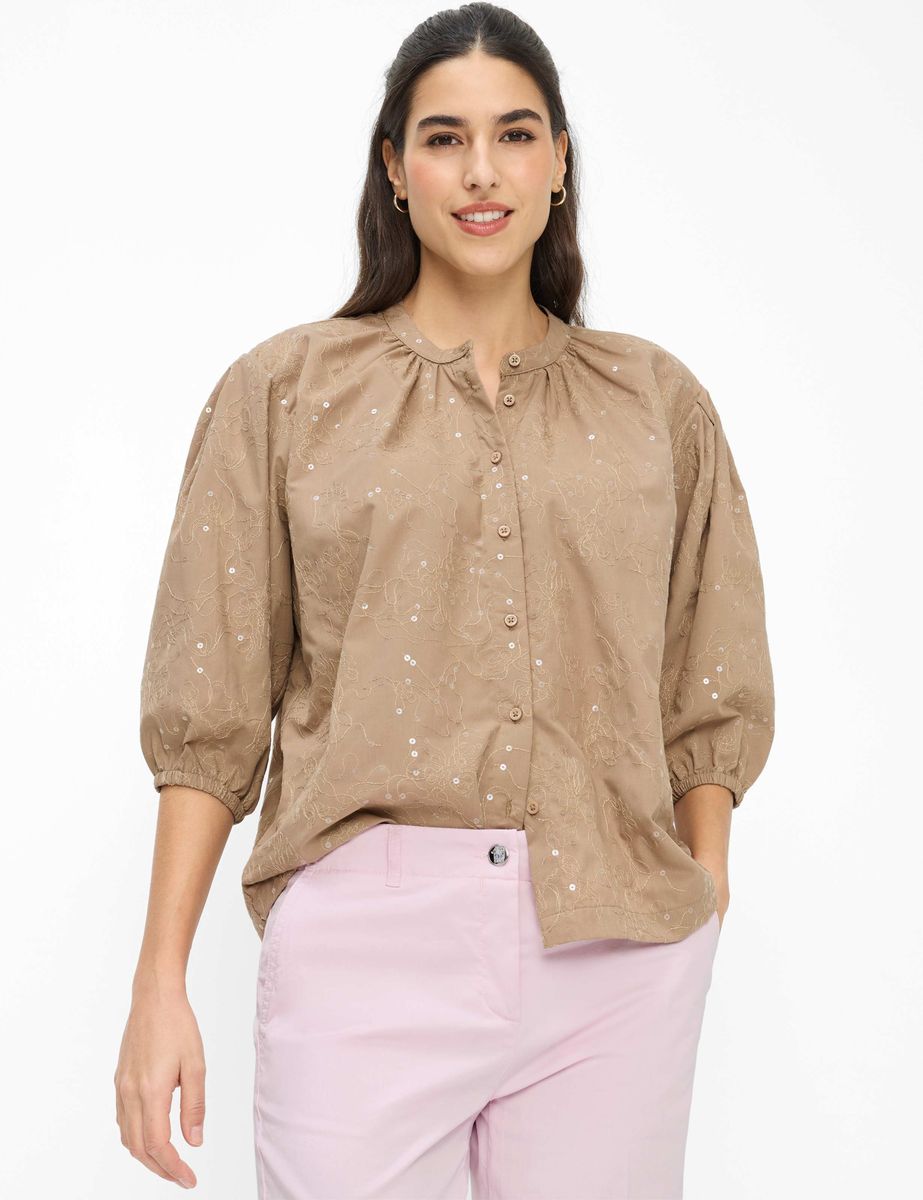 Bestickte Paillettenbluse mit Ballonärmeln
