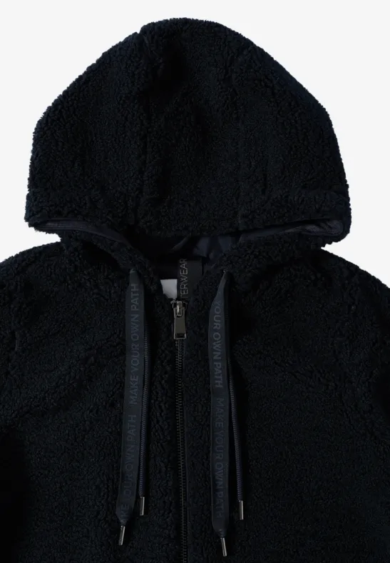 Langer Teddy-Fleece-Parka mit Kapuze