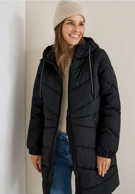 Gesteppter Kapuzenparka mit Chevron-Muster